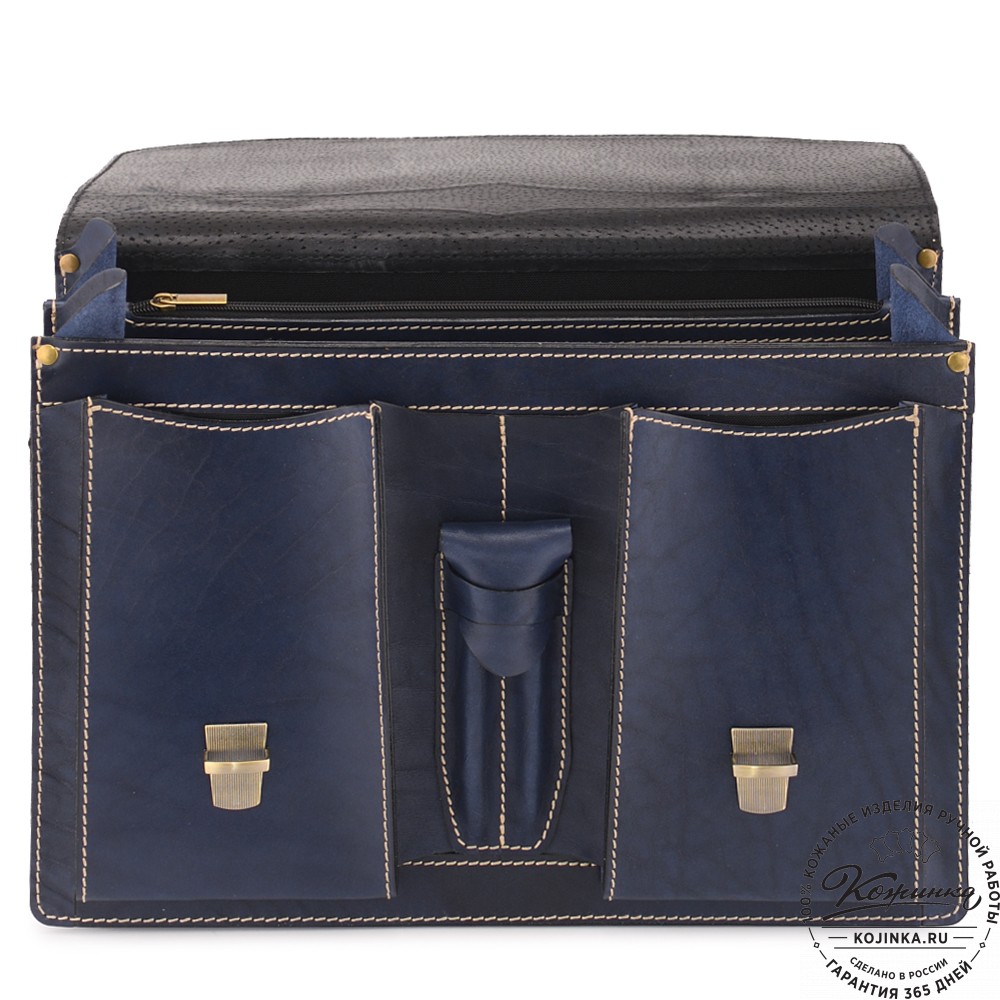 Кожаный портфель "Юрист" (синий)